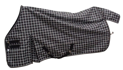 TURNOUT-WATERPROOF-BREATHABLE-RUG-BLACK-N-WHITE-CHECK-PRINT-600D